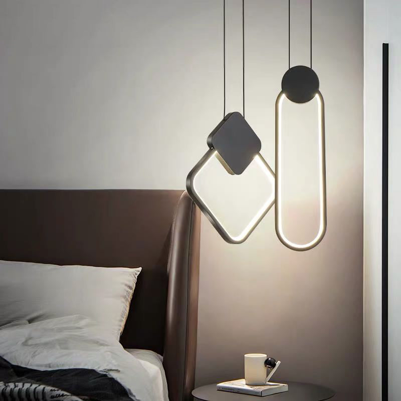 Minimalist Acrylic Hanging Ceiling Light: Oval Round Square Pendant Lighting In Black/White For