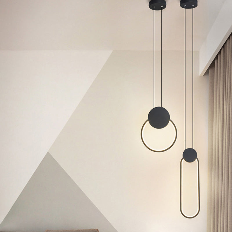 Minimalist Acrylic Pendant Light: Oval/Round/Square Shape Led Black/White