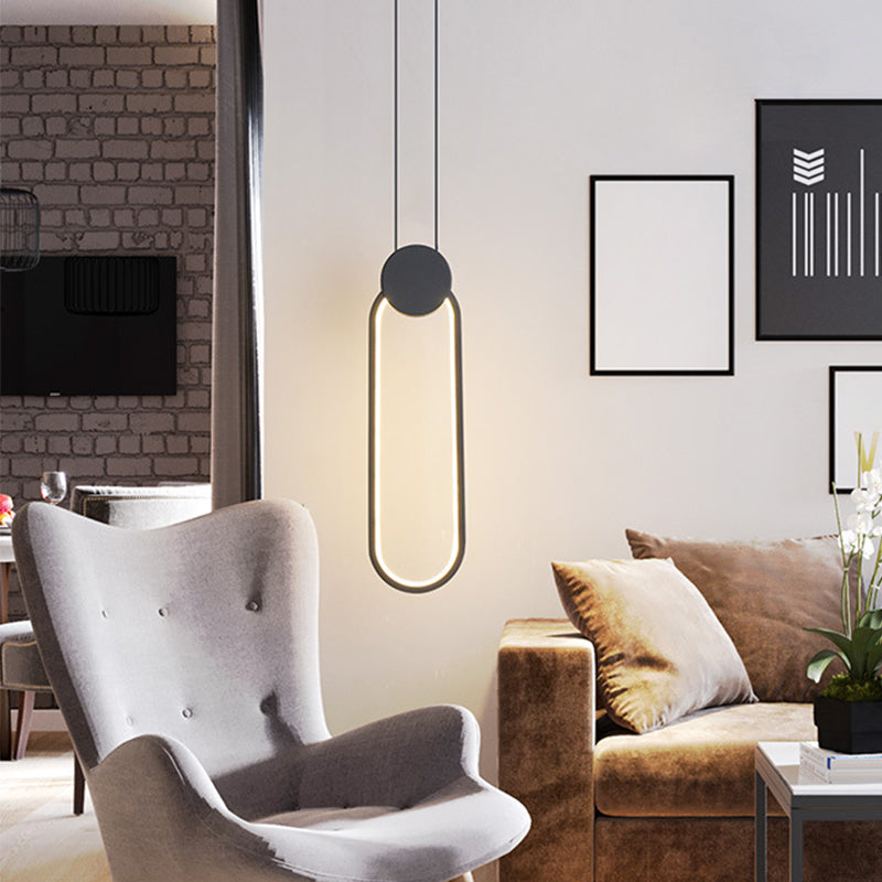 Minimalist Acrylic Hanging Ceiling Light: Oval Round Square Pendant Lighting In Black/White For