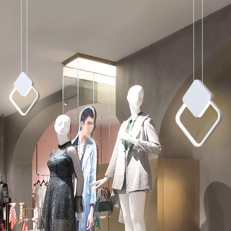 Minimalist Acrylic Hanging Ceiling Light: Oval Round Square Pendant Lighting In Black/White For