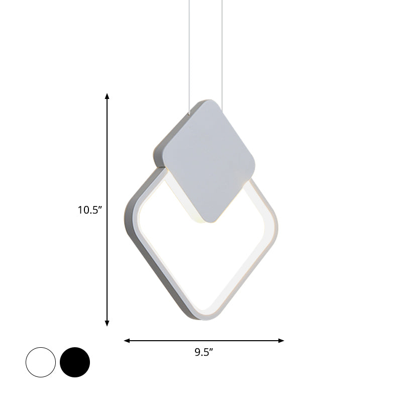 Minimalist Acrylic Pendant Light: Oval/Round/Square Shape Led Black/White