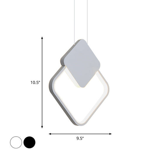 Minimalist Acrylic Hanging Ceiling Light: Oval Round Square Pendant Lighting In Black/White For