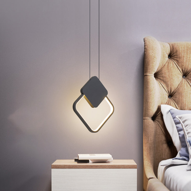 Minimalist Acrylic Hanging Ceiling Light: Oval Round Square Pendant Lighting In Black/White For