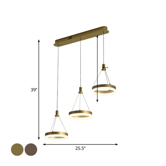 Modern Led Drop Pendant Light - Ring Shaped Gold/Coffee Warm/White