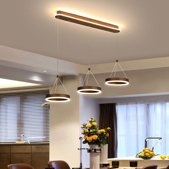 Modern Led Drop Pendant Light - Ring Shaped Gold/Coffee Warm/White Coffee / White
