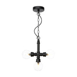 Vintage Black Ball Chandelier With Amber/Clear Glass Bulbs Led Ceiling Pendant Lamp For Dining Room