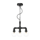 Vintage Black Ball Chandelier With Amber/Clear Glass Bulbs Led Ceiling Pendant Lamp For Dining Room