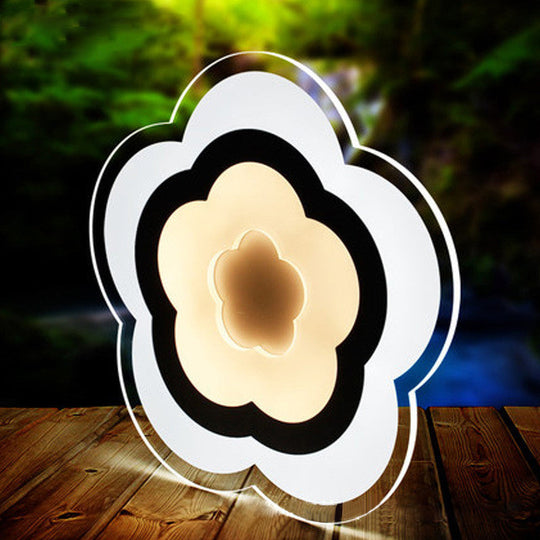 Minimalistic White Acrylic Led Wall Lamp For Bedroom - Diamond Twig Flower Design / D