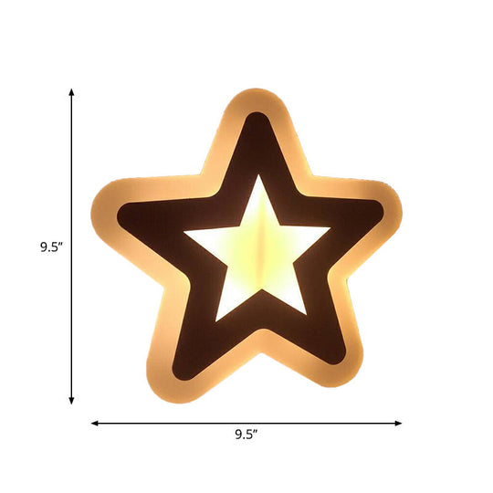 Kids Cartoon Apple/Leaf/Cat Led Flush Mount Wall Sconce - Small Acrylic Light For Childrens Bedroom