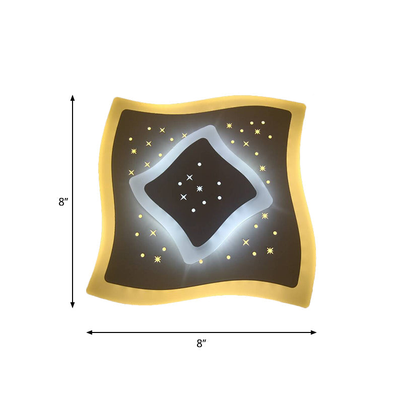 Modern Led Starry Flush Mount Wall Light In White: Triangle Rhombus & Star Design For The Bedroom