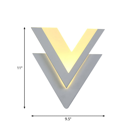 Contemporary Double-V Sconce Led Wall Mount Light Fixture In Warm/White - Metallic Stairway Lighting