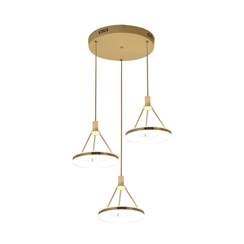 White Ring Pendant Light Fixture - Simple Acrylic Ceiling Suspension Lamp 1/3/5-Head Option