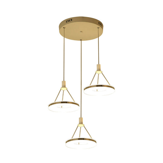 White Ring Pendant Light Fixture - Simple Acrylic Ceiling Suspension Lamp 1/3/5-Head Option
