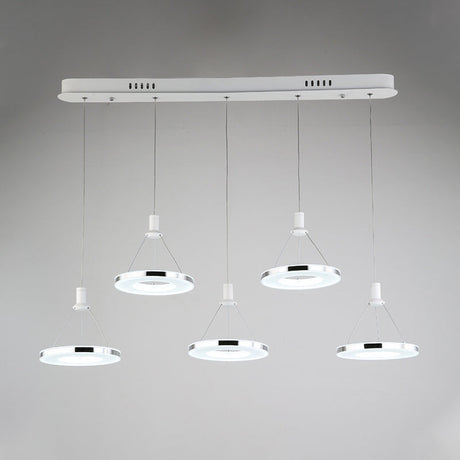White Ring Pendant Light Fixture - Simple 1/3/5-Head Acrylic Ceiling Lamp 8/12 Wide