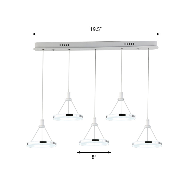 White Ring Pendant Light Fixture - Simple Acrylic Ceiling Suspension Lamp 1/3/5-Head Option