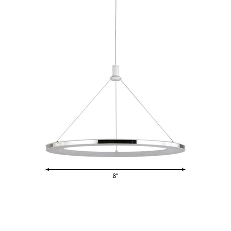 White Ring Pendant Light Fixture - Simple 1/3/5-Head Acrylic Ceiling Lamp 8/12 Wide