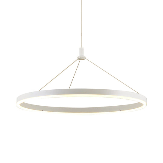 Modern White Loop Pendant Chandelier Led Acrylic Hanging Light - Adjustable Cord Grip