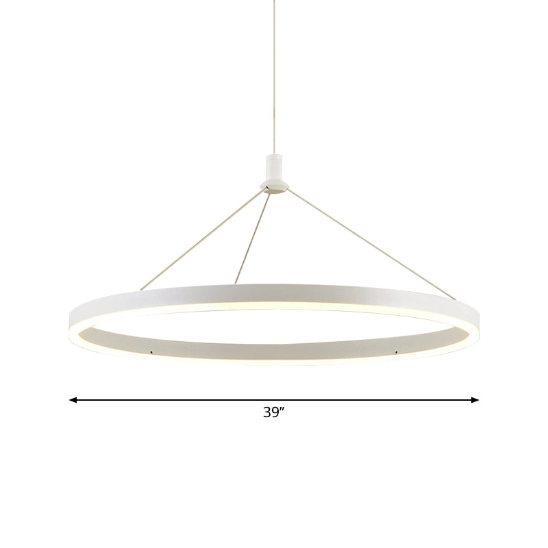 Adjustable Cord Grip Led Acrylic Pendant Chandelier- White Loop Design 12/16/47 Dia