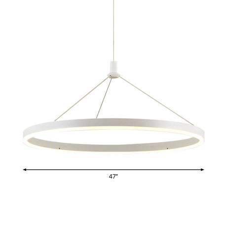 Adjustable Cord Grip Led Acrylic Pendant Chandelier- White Loop Design 12/16/47 Dia