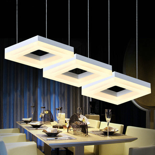 Square Minimalist Pendant Light With Multi-Light Acrylic Heads - Black/White Led Warm/White Glow