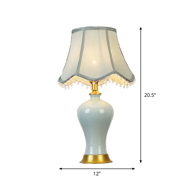 Zoey - Artistic Handmade Urn Shaped Night Light Modern Ceramic 1-Bulb Green/Light Green Table Lamp