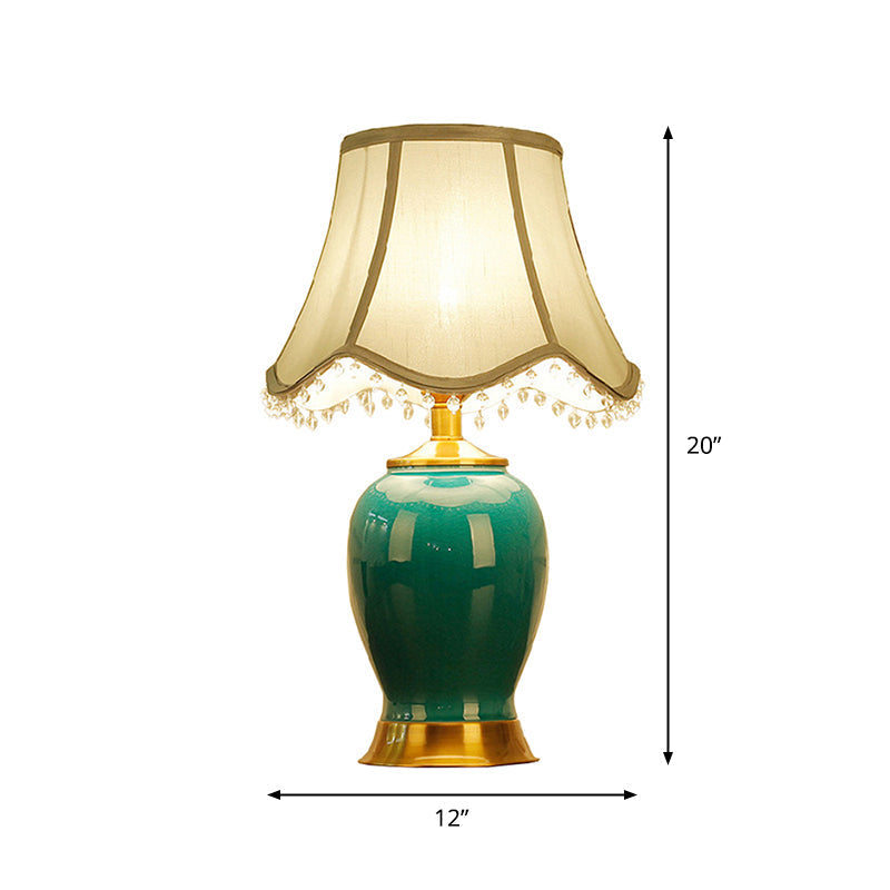 Zoey - Artistic Handmade Urn Shaped Night Light Modern Ceramic 1-Bulb Green/Light Green Table Lamp