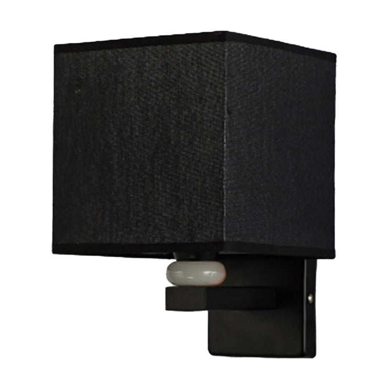 Modern Rectangle Fabric Wall Lamp With Faux Jade Decor - Flaxen/White/Beige 1-Bulb Fixture