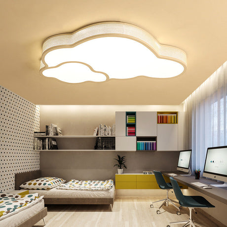 Macaron Flat Cloud Led Ceiling Lamp For Baby Girls Bedroom White /