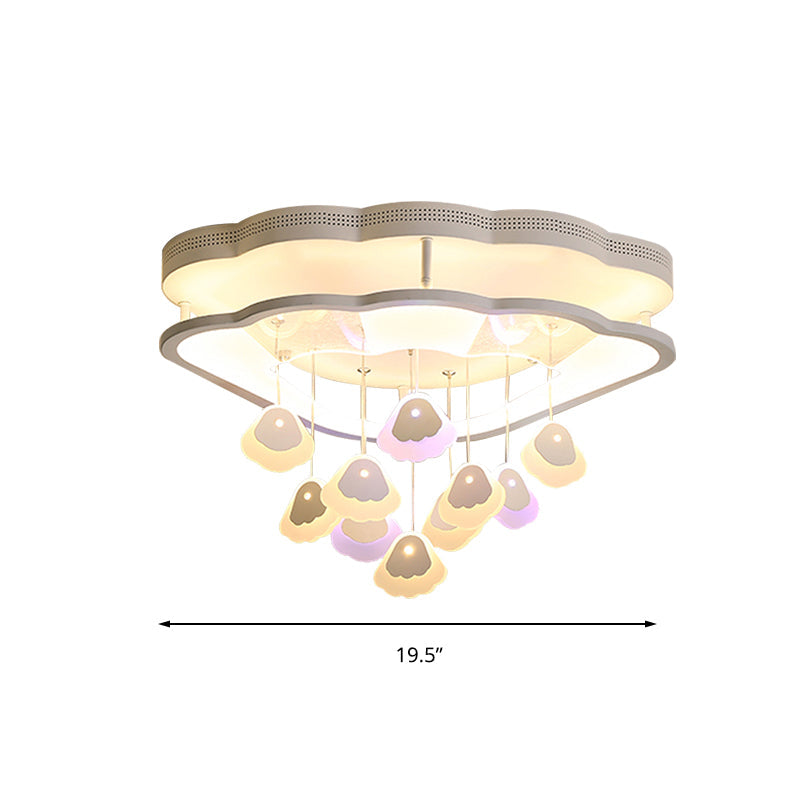 Kid’s Bedroom Ceiling Lamp: Modern Shell Shape White Acrylic Led Flush Light