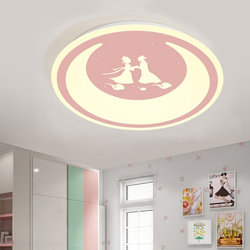 Chinese Valentines Day Led Flush Ceiling Light - Romantic Acrylic Lamp For Kids Bedroom Pink / 16