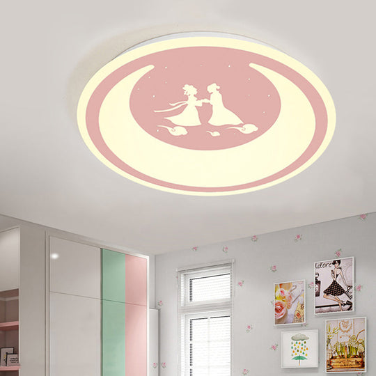 Chinese Valentines Day Led Flush Ceiling Light - Romantic Acrylic Lamp For Kids Bedroom Pink / 16