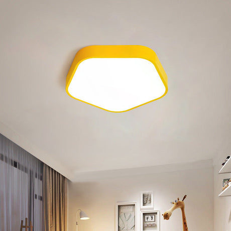 Study Room Ceiling Light - Pentagon Slim Panel Flush Mount Simple Acrylic Design Yellow / 16 Warm