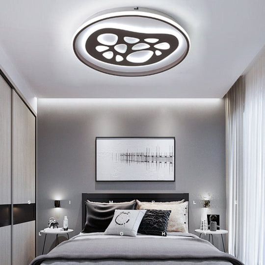 Modern Black Led Study Room Ceiling Light With Eye - Catching Acrylic Pattern / 17’ White
