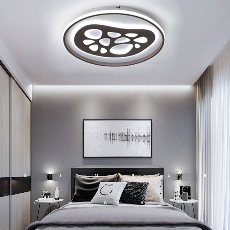 Modern Black Led Study Room Ceiling Light With Eye-Catching Acrylic Pattern / 17 White