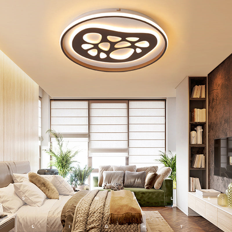 Modern Black Led Study Room Ceiling Light With Eye-Catching Acrylic Pattern / 17 Warm