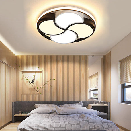 Kids Windmill Flush Mount Light: Acrylic Led Ceiling Lamp For Nursing Room In Black & White