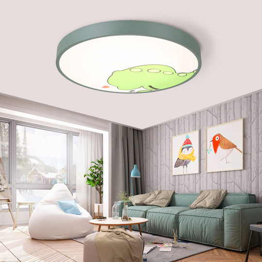 Cartoon Flush Mount Acrylic Ceiling Light Fixture For Living Room Green