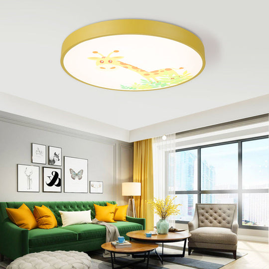 Cartoon Flush Mount Acrylic Ceiling Light Fixture For Living Room Yellow