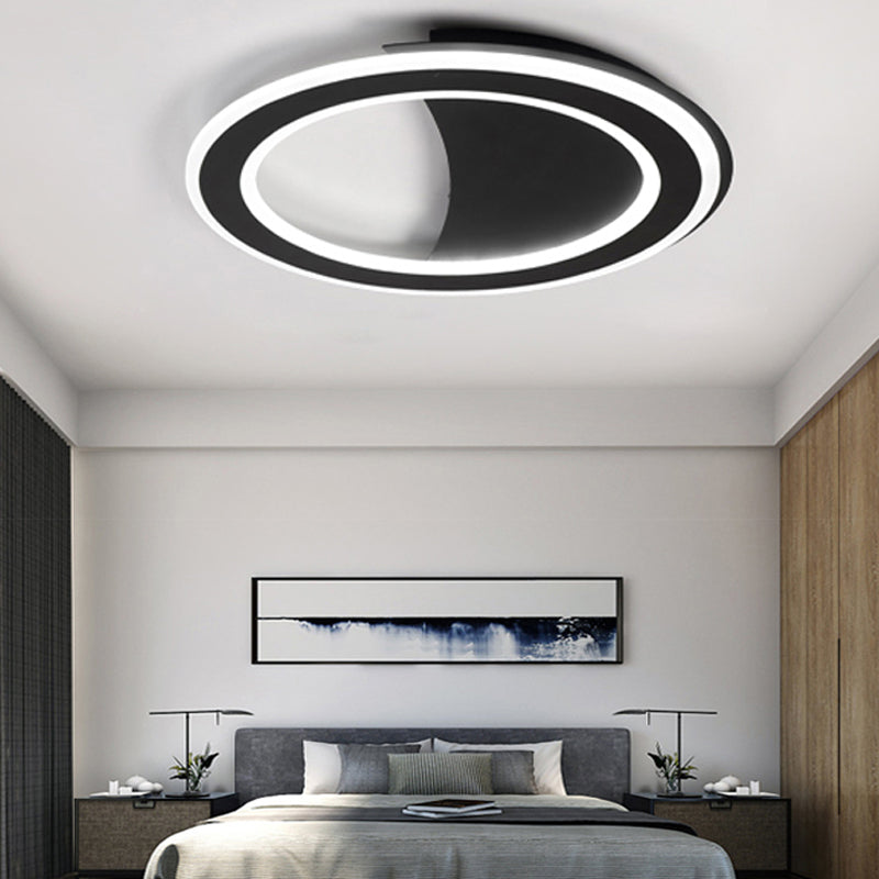 Modern Energy-Saving Led Ceiling Mount Light For Adult Bedroom Black / White