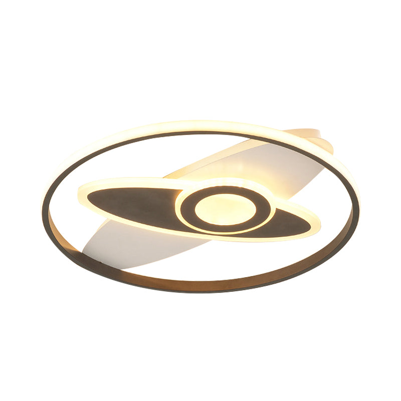 Modern Led Ceiling Lamp For Kids Bedroom In White Acrylic Ring And Oval Shape