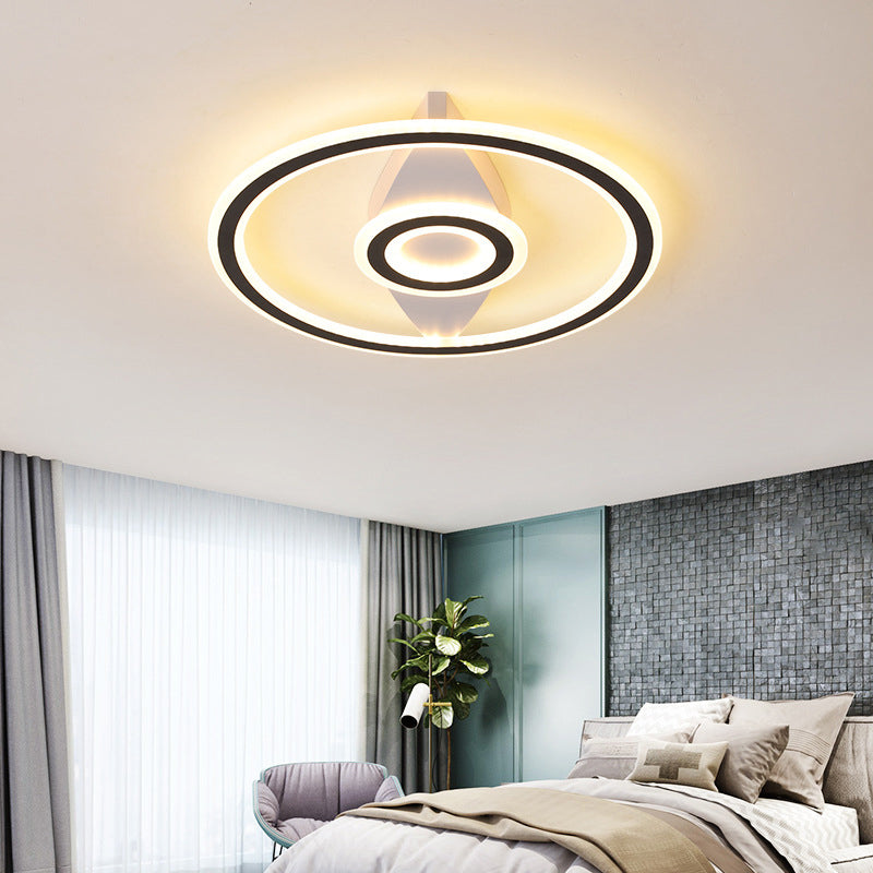 Modern Acrylic Circular Led Ceiling Mount Light In Black Perfect For Living Room