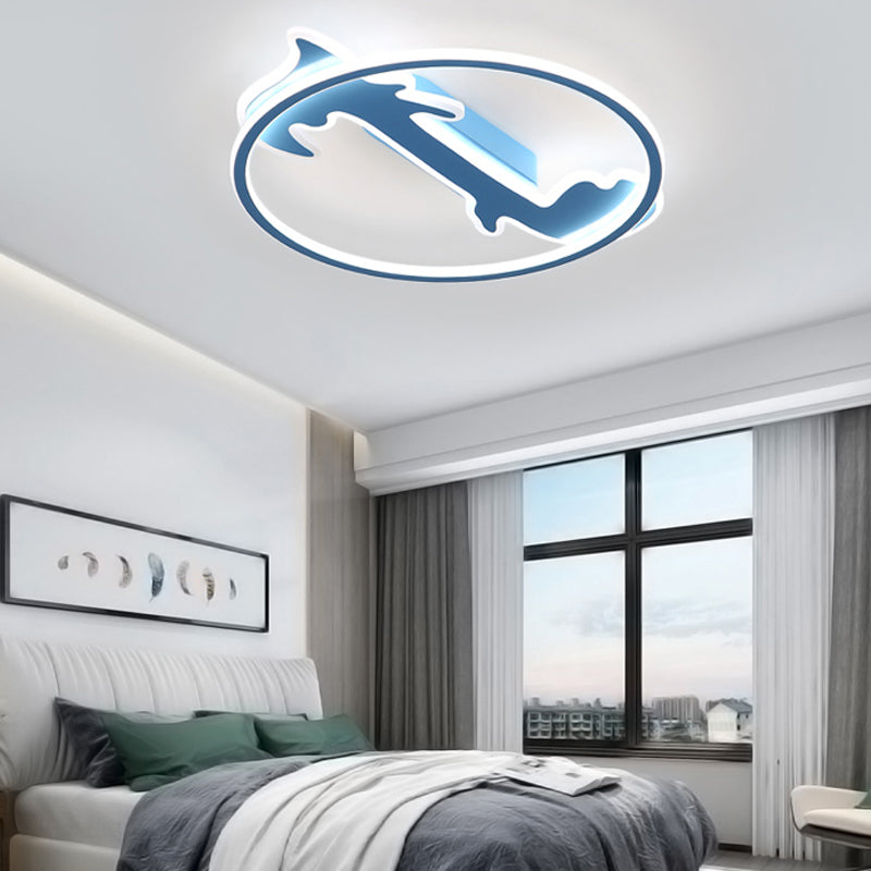 Nordic Style Led Baby Bedroom Ceiling Light With Tree Design Blue / White