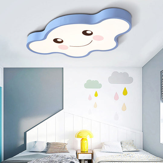 Cloudy Kid Bedroom Ceiling Light - Acrylic Cartoon Flush Mount Blue / A