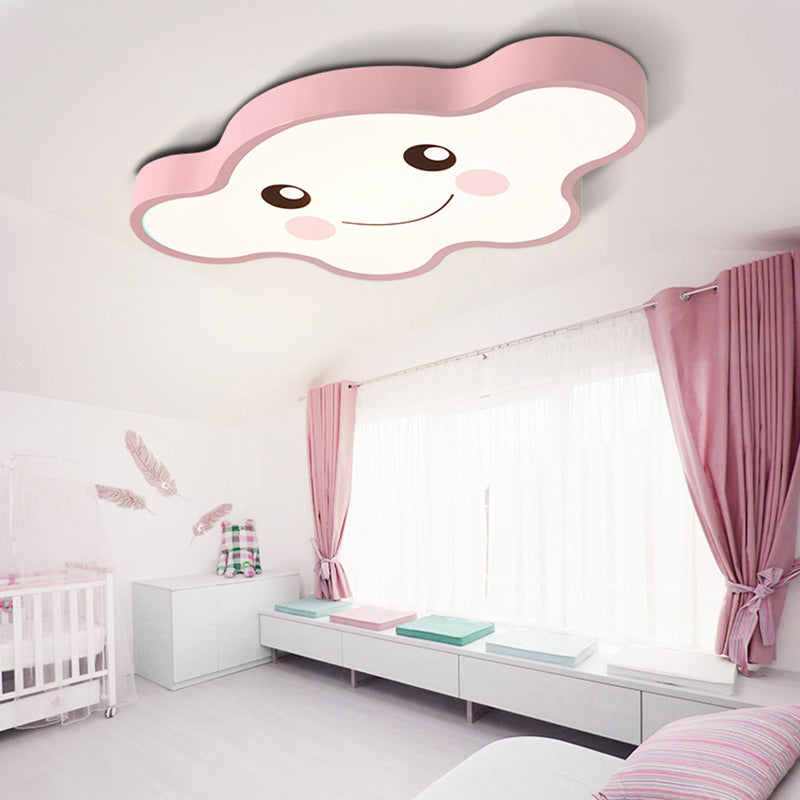 Cloudy Kid Bedroom Ceiling Light - Acrylic Cartoon Flush Mount Pink / A