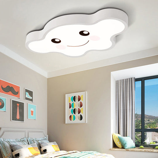 Cloudy Kid Bedroom Ceiling Light - Acrylic Cartoon Flush Mount White / A