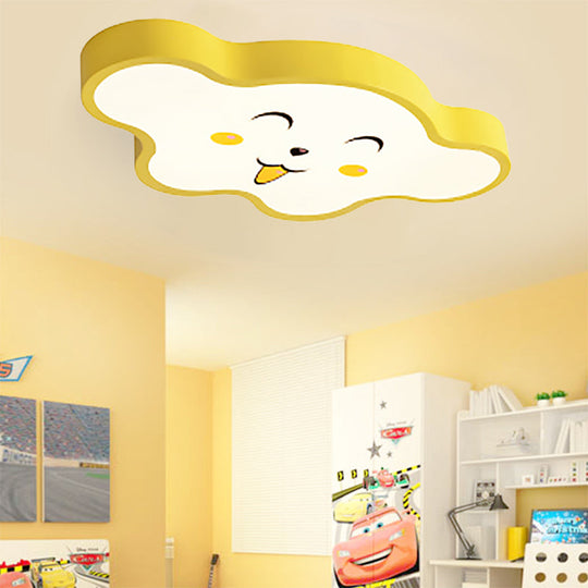 Cloudy Kid Bedroom Ceiling Light - Acrylic Cartoon Flush Mount Yellow / B