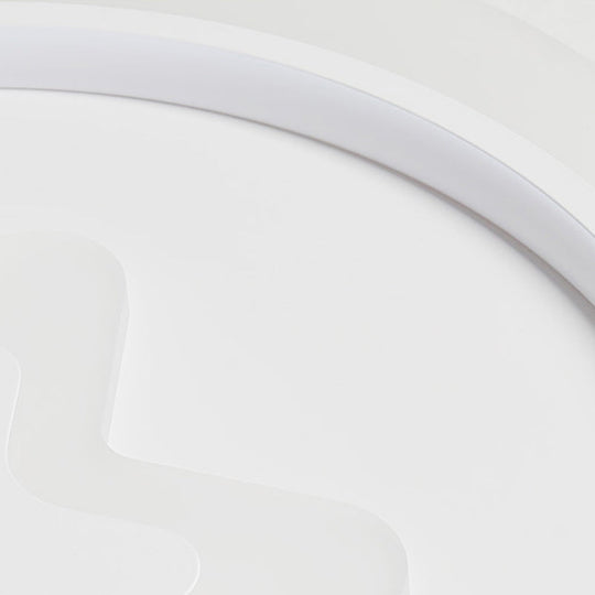 White Led Circle Flushmount Ceiling Light With Star Acrylic Design For Kid’s Room