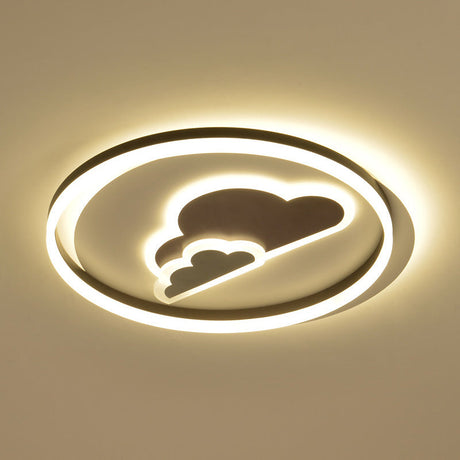 Modern Cloud-Themed Flush Led Ceiling Light In White For Baby Room Silver
