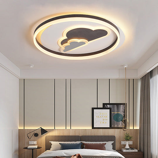 Modern Cloud - Themed Flush Led Ceiling Light In White For Baby Room