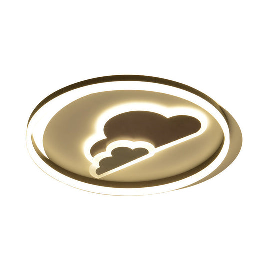 Modern Cloud-Themed Flush Led Ceiling Light In White For Baby Room